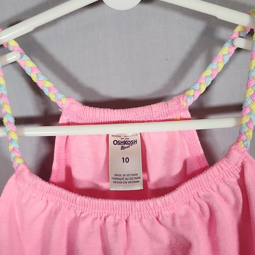 OshKosh B'gosh Pink Sleeveless Top with Braided Straps Girls Size 10